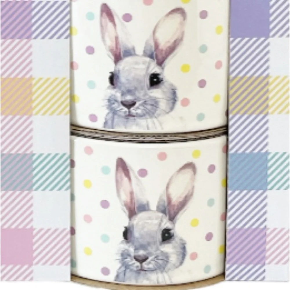 The Bakeshop EASTER BUNNY Double Sided Ramekin Set/4 💜💙🐰💙💜
